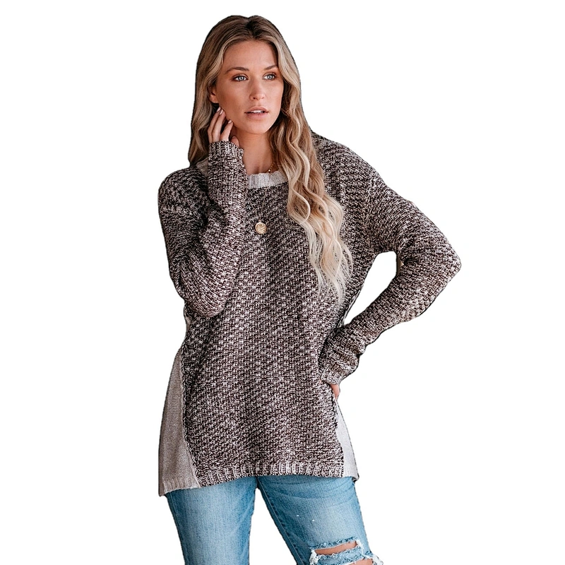 Round neck hot sale mixed wool explosion knitted women fashion sweater