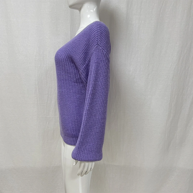 Sexy Women's V-neck Fall/Winter Loose Large Size Knitted Sweater