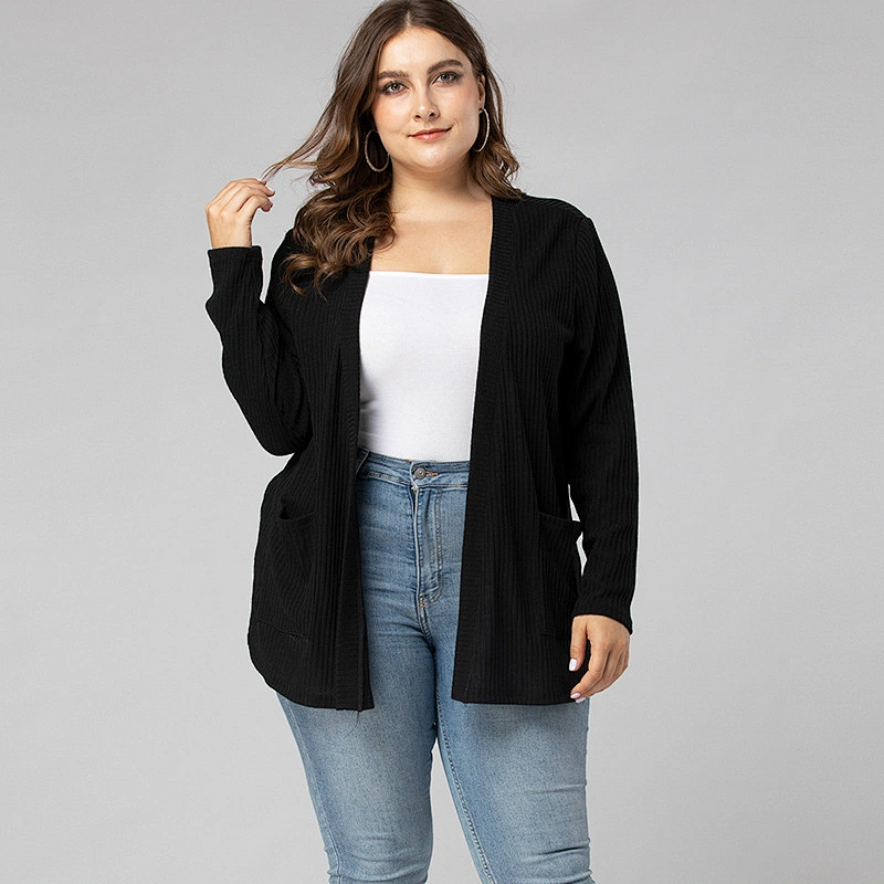 Winter plus size sweater women cardigan V-neck loose knitwear