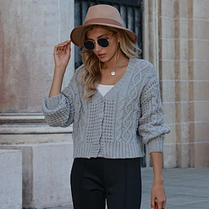 Autumn winter new ladies sweater cardigan knit V neck short women luxury casual 2021 pullover sweater korean version