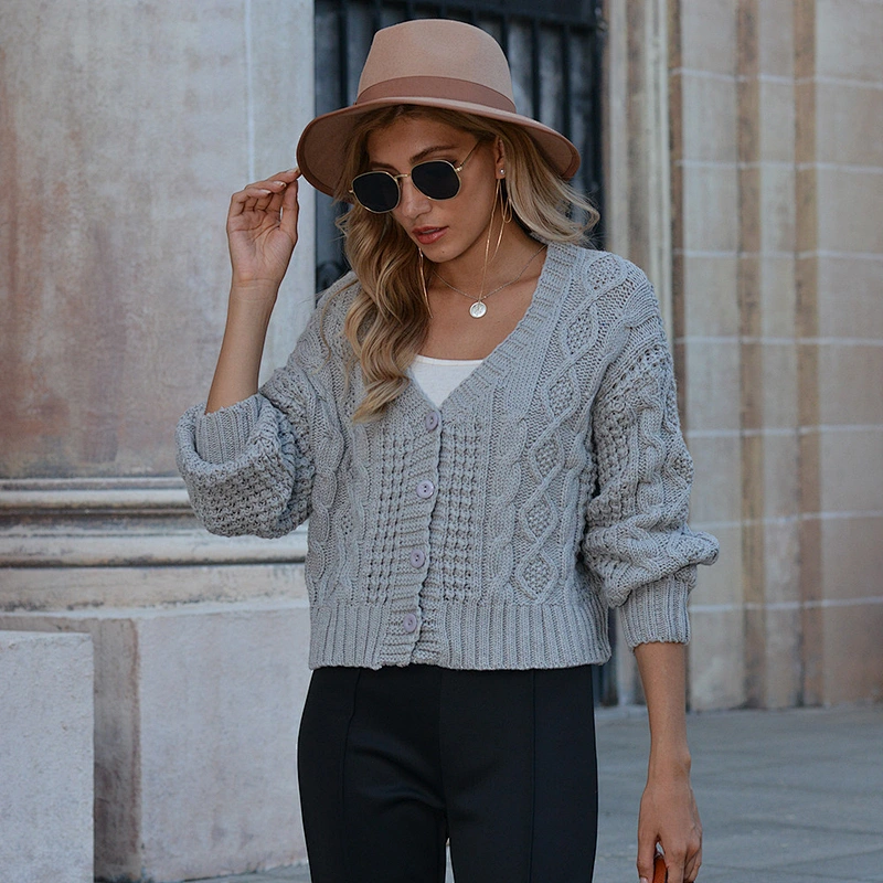 Autumn winter new ladies sweater cardigan knit V neck short women luxury casual 2021 pullover sweater korean version