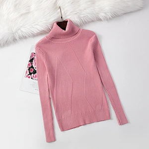 Winter core-spun yarn pullover roll-neck knitwear 12GG long sleeve women sweater