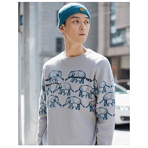 Mens custom winter clothes latest designer crewneck jacquard knitwear sweater long sleeve knitwear men sweaters