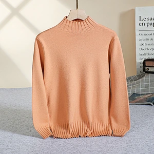 Wholesale Winter Ladies Solid Color Knitwear Round Neck Long Sleeve Women Sweaters