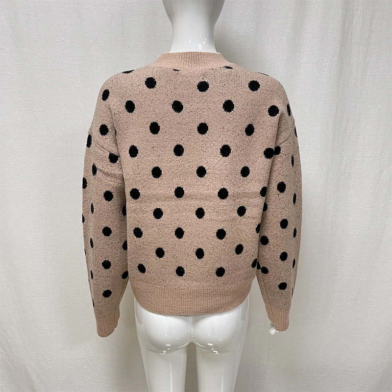 Winter long-sleeved polka-dot jacquard knitted sweater for ladies