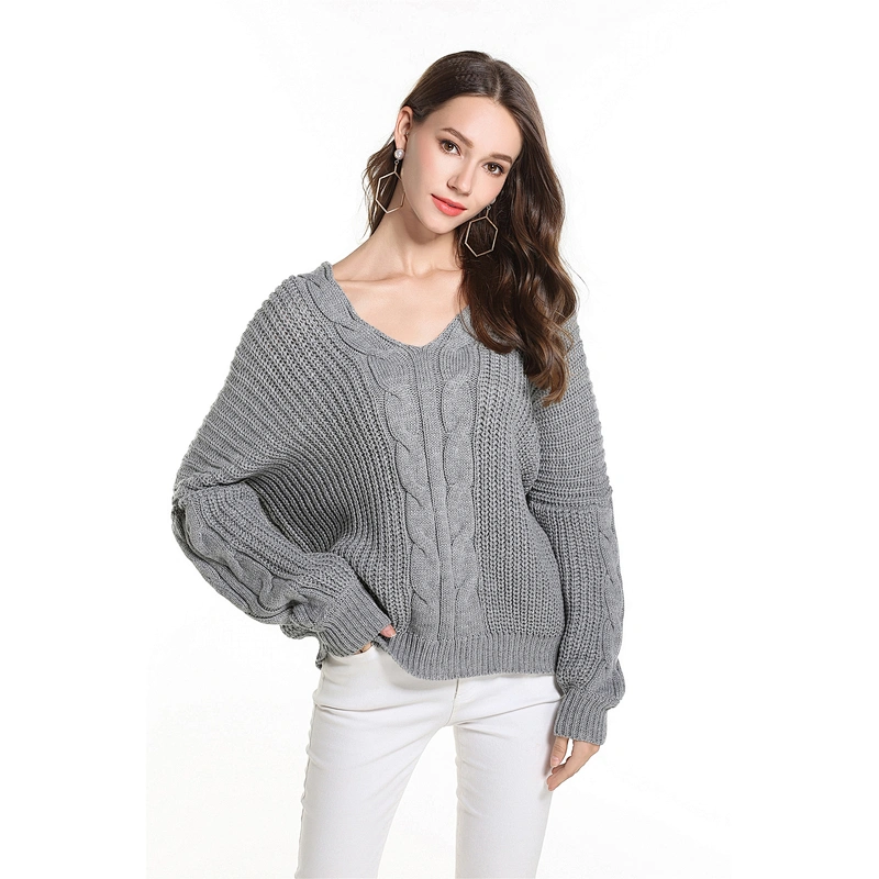 V-neck fashion knitwear loose pullover apparel knitted top casual sweater