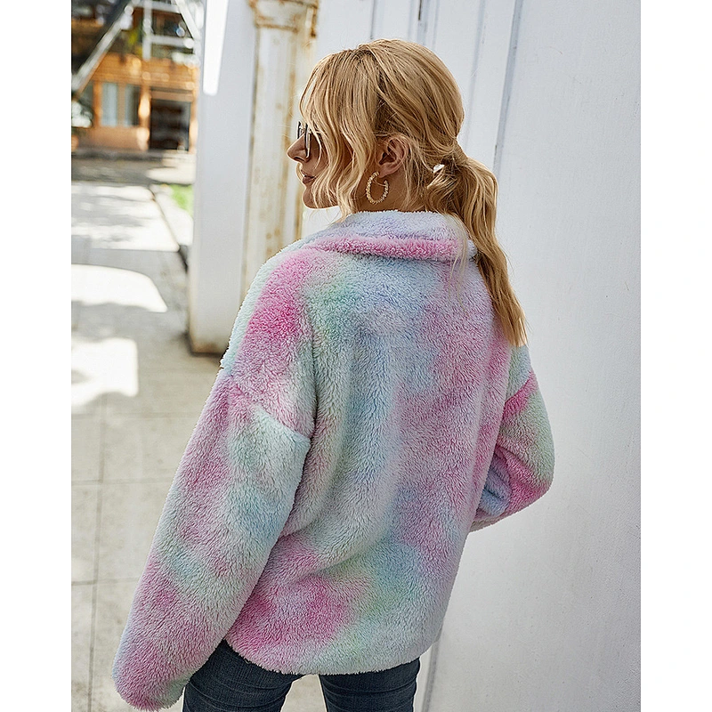 New style for women sweaters tie-dyed half zipper jumper women winter pullover sweaters mujer