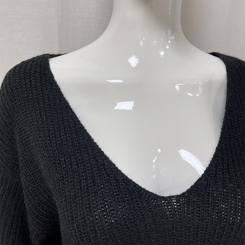 Sexy Women's V-neck Fall/Winter Loose Large Size Knitted Sweater