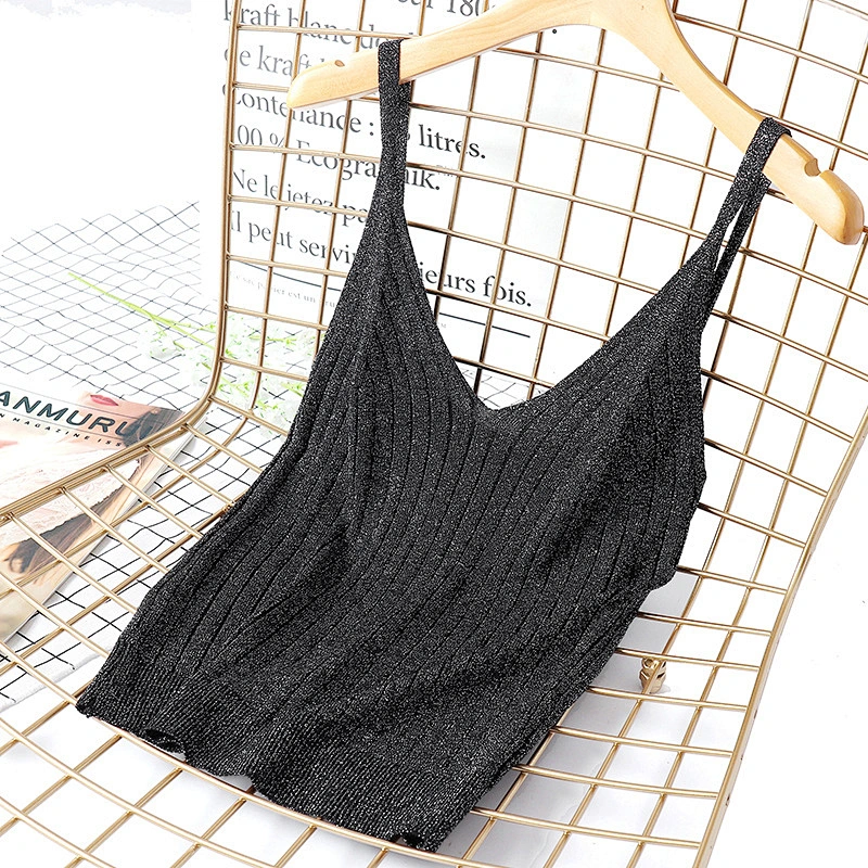 Women's V-neck solid color knitted vest suspender slim summer thin vest sweater for women
