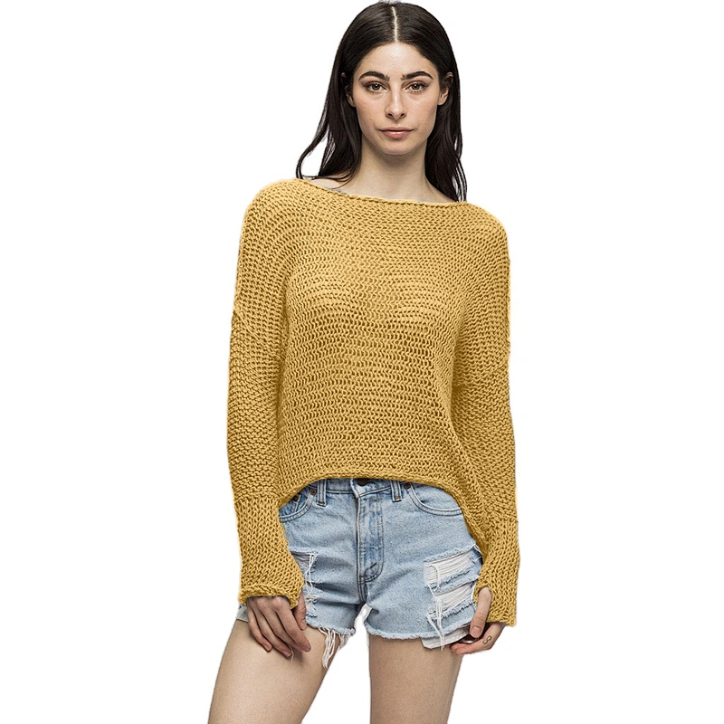 Large size multicolor fashion clothes wholesale round neck women casual oversize soft knitted pullover sweater fabric