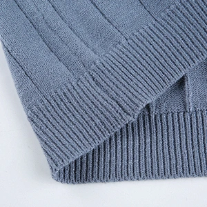 Fashion casual color block tops  V-neck loose thin jacquard knit plus size sweater for girl