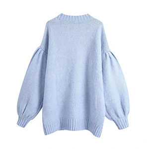 Fashion With Buttons Knitted girls cardigan sweater Lantern Sleeve Female Oversized long sweater for ladies