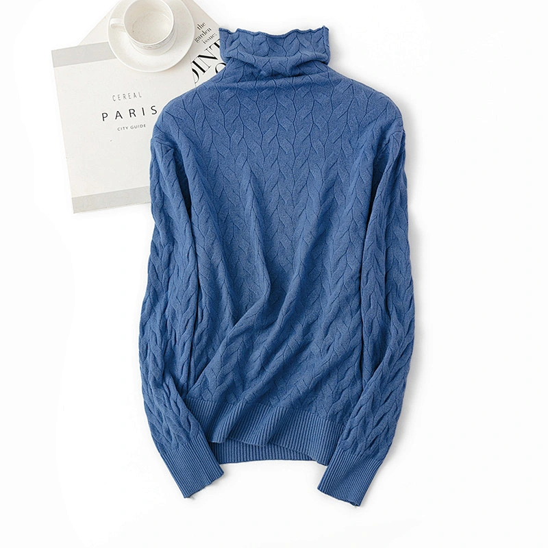 Turtleneck knitwear women pullover twist pile collar casual ottoman cosy sweaters