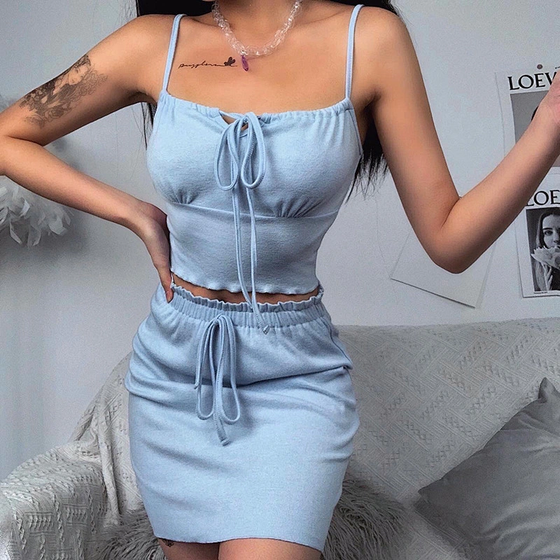 Women Clothing Two-Piece Vest and Skirt Ladies Bodycon Dress