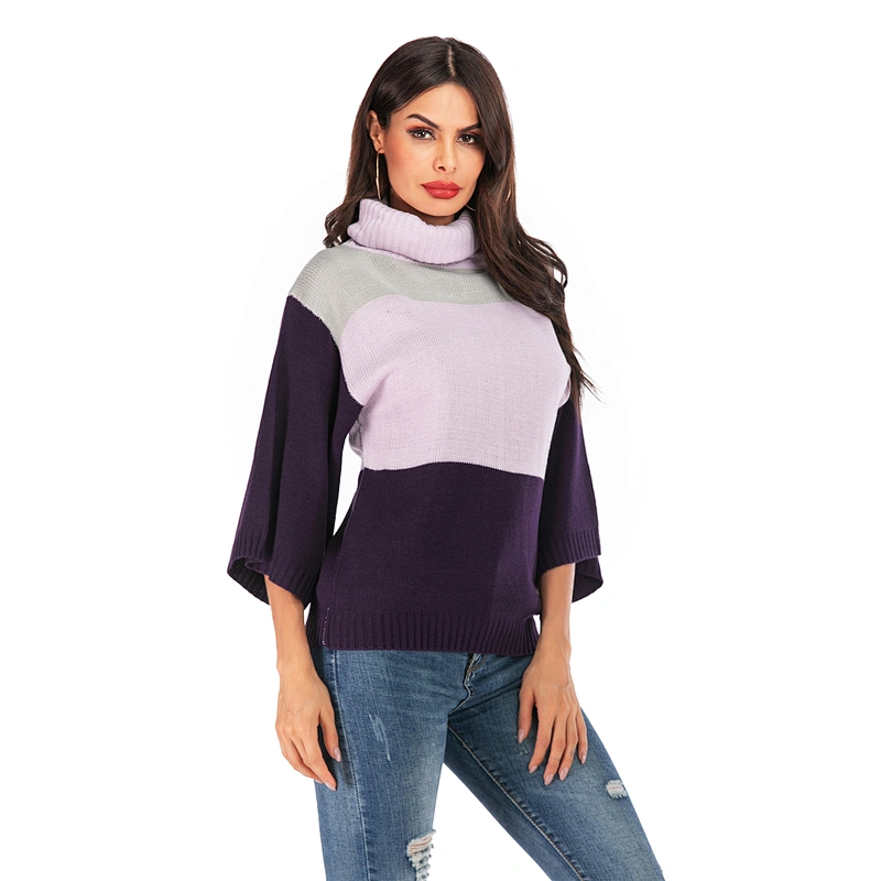 Turtleneck knitwear top flared sleeve apparel women fashion casual sweater