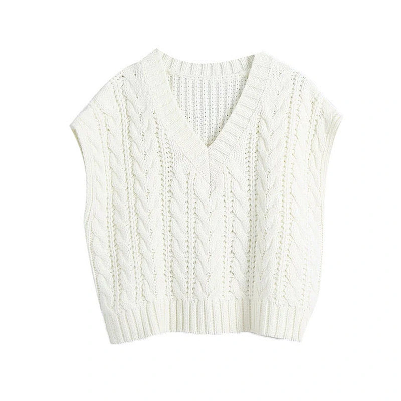 Cable knit women vest sweater women luxury casual Sleeveless Oversized sweater vest