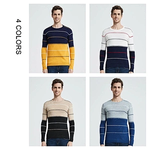 Men Casual O Neck Sweater Pullover Autumn Winter Knitwear mens jumper Striped Cotton Men Jersey Hombre basic Sweaters