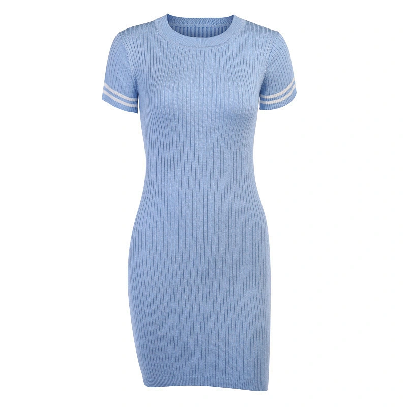 Hot sales fashion pure color dress sexy knitted hip skirt casual bodycon dress