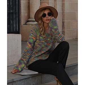 round neck colorful casual clothes fashion knitted blouses sweater women knit sweater