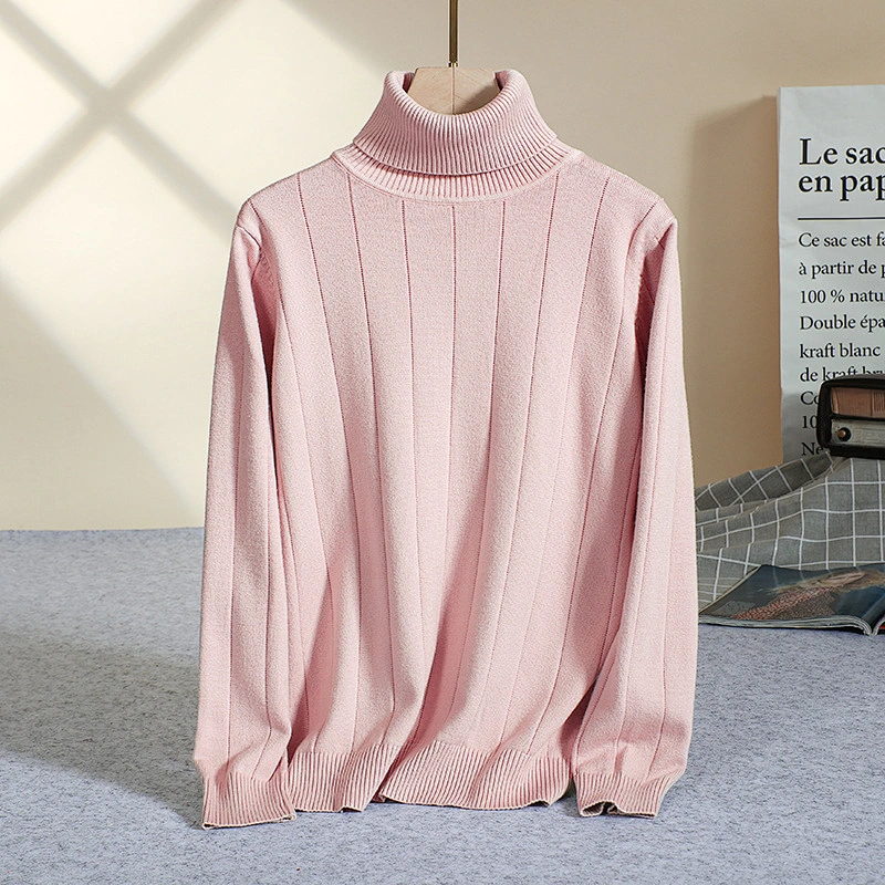 Winter Ladies Pullover  Heather Solid Color Casual Knitted Shirt Turtleneck Women Sweaters