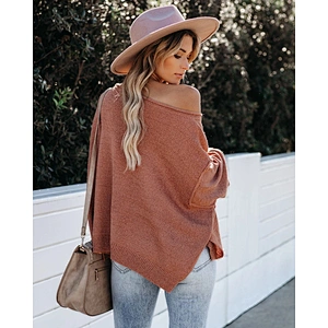 Fashion clothes round neck pocket loose casual women sweater