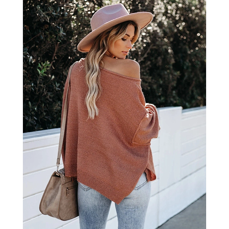 Fashion clothes round neck pocket loose casual women sweater