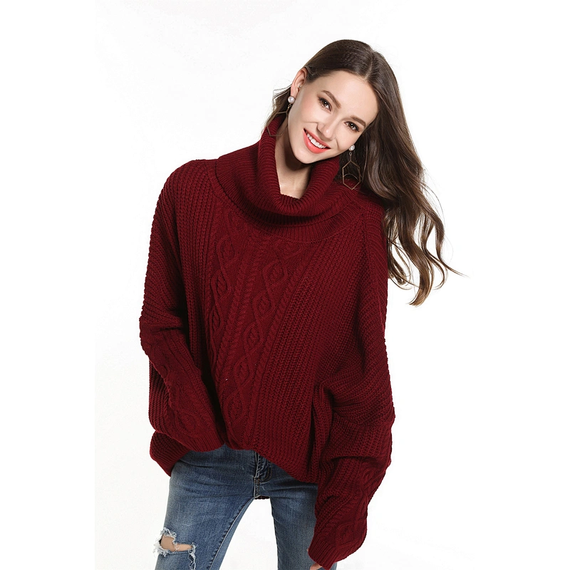 Women's loose turtleneck sweater fashion clothes pullover plus size casual knitwear