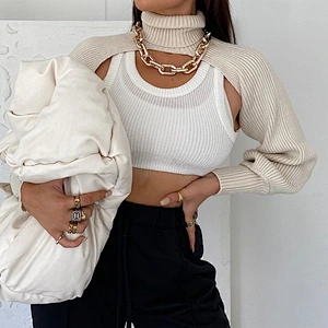 New short high neck knitwear blouse korean pink outer women sweaters