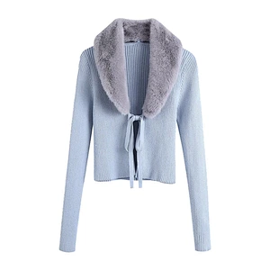 Short Knitted Sweaters Women's Thin Cardigan Fashion Sleeve Crop Tops Blouse  Ropa Mujer