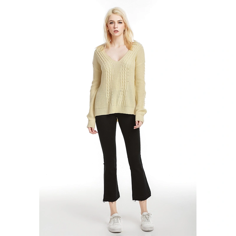 Sexy V-neck pullover knitwear new long-sleeved casual clothes women fashion sweater