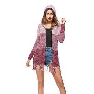 Mid-length knitwear tassel cardigan coat women casual sweater