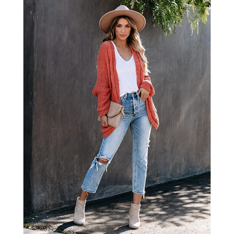 Explosive cardigan fashion clothes women large size thick stitch sweater coat