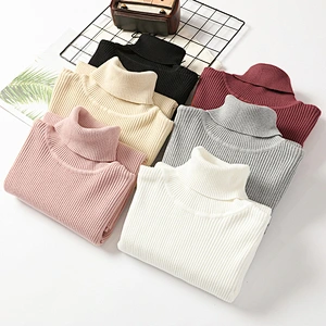Turtleneck long-sleeve clothing slim solid color knitted women's sweaters