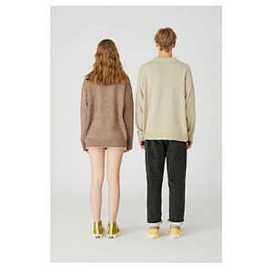 Korean couple clothes men autumn knitted pullover sweater custom loose embordered knit acrylic sweater