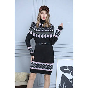 Heavy-gauge rolled-up styling women clothing oversized christmas sweater dress