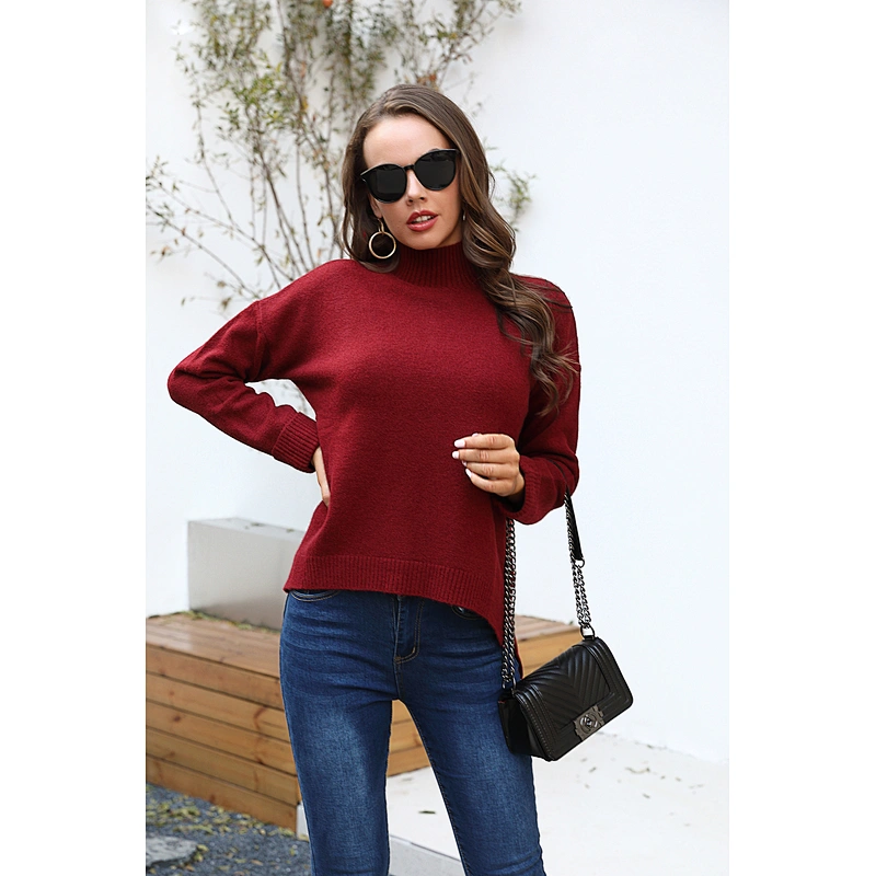 Turtleneck knitwear warm fall long sleeve teenager women stylish pullover sweaters In stock
