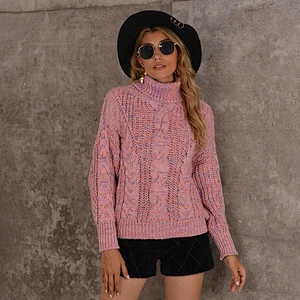 Colorful ladies jumper clothes long sleeve turtleneck knitted women pullover sweaters