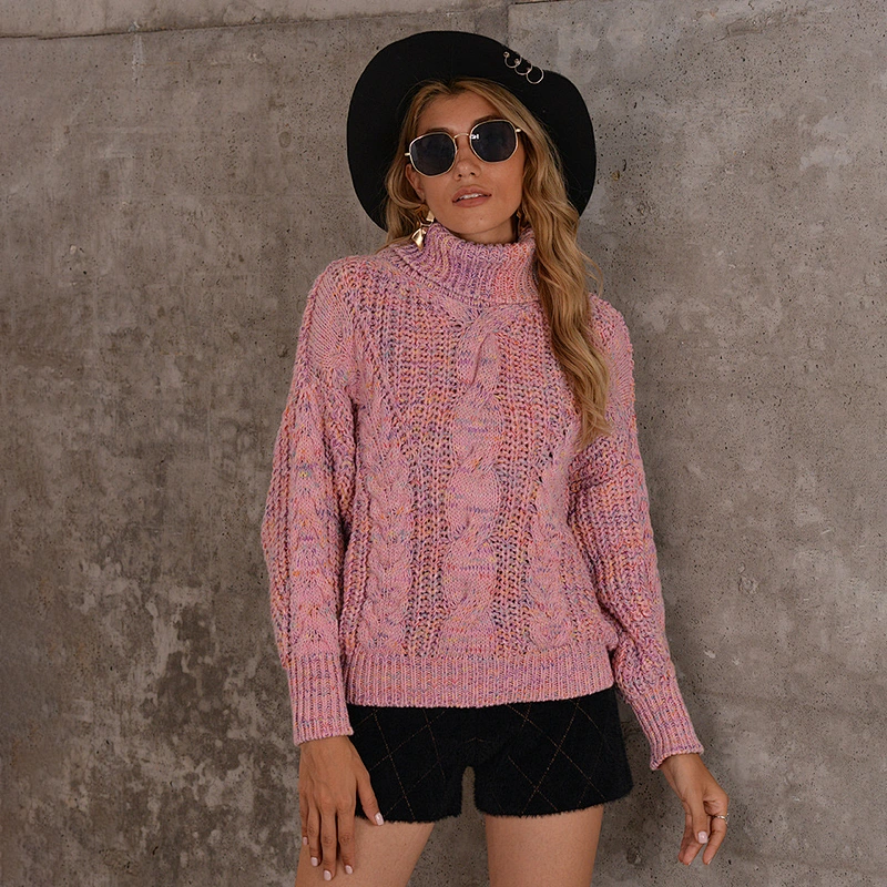 Colorful ladies jumper clothes long sleeve turtleneck knitted women pullover sweaters