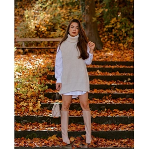 Fashion cotton turtleneck knitting sweater vest jumpers for women long sweater dress winter custom