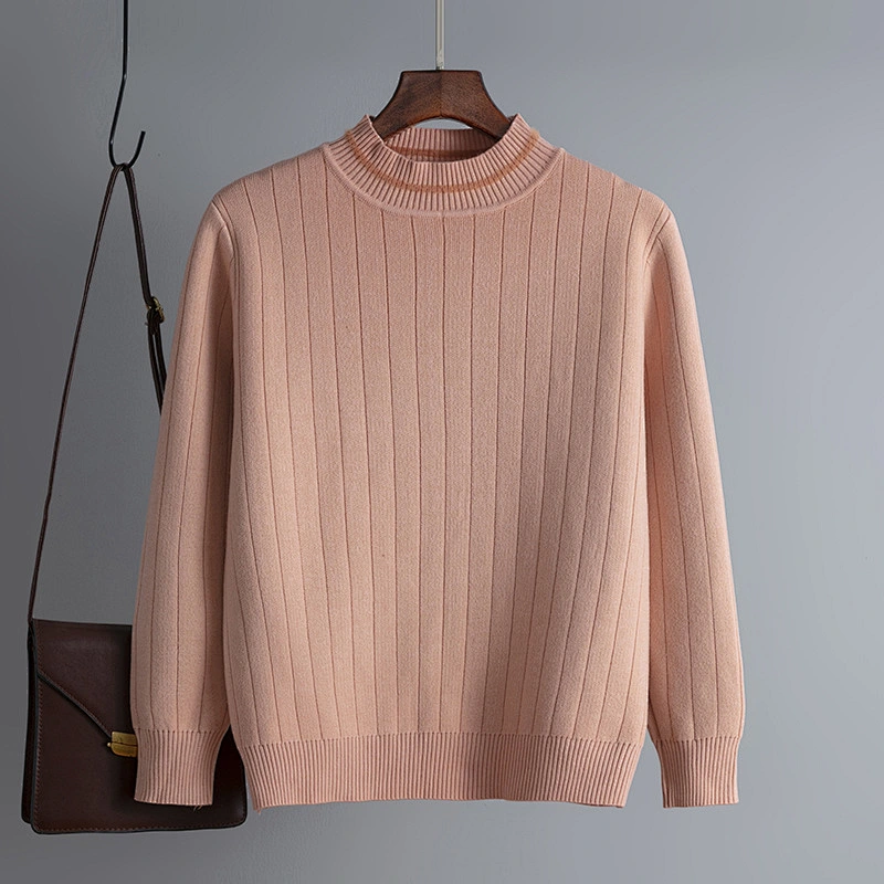 women's pullover thickened solid color women jumper sweater thick elegant pullover sweater for women