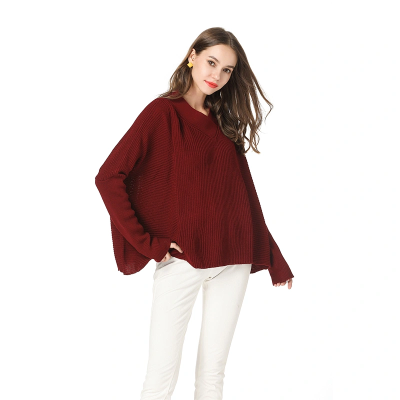 V-neck pullover knitwear plus size apparel women fashion loose sweater