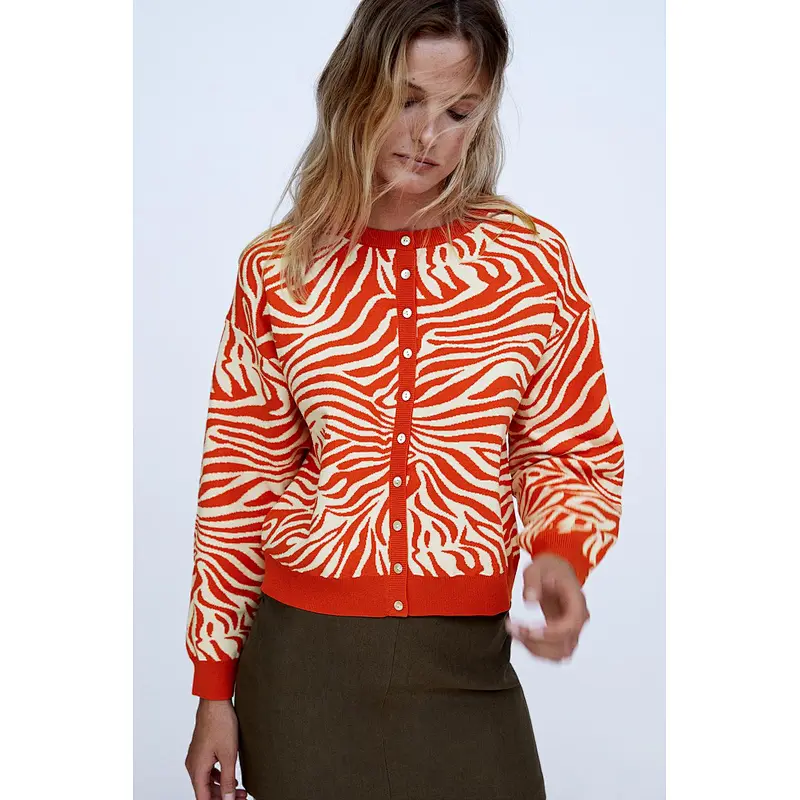 Fashion Animal Print Loose  kimono cardigan women sexy v neck cardigan sweater for women