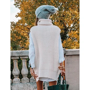 Fashion cotton turtleneck knitting sweater vest jumpers for women long sweater dress winter custom