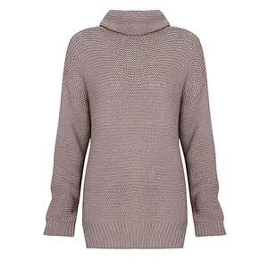 Autumn clothing women pure color turtleneck sweater casual knitted sweater in stock