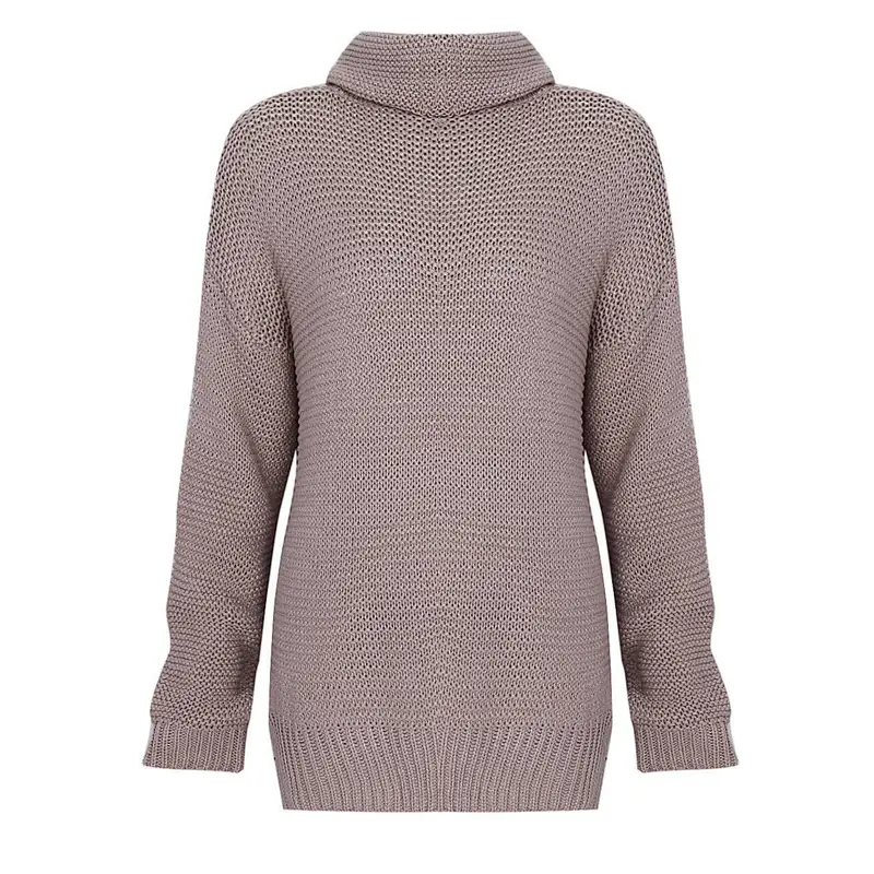 Autumn clothing women pure color turtleneck sweater casual knitted sweater in stock