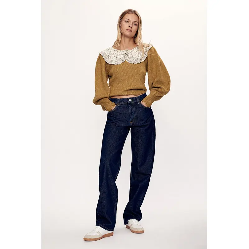 Patchwork Ruffled knit crop sexy woman sweater women casual fashion new turtle neck knitted sweater