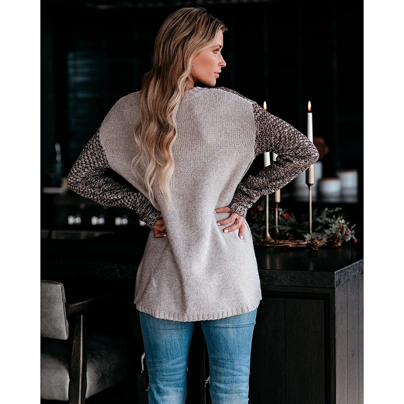 Round neck hot sale mixed wool explosion knitted women fashion sweater