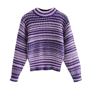 soft fashion women pullover sweater jumper  plus size chic High Neck striped sweater