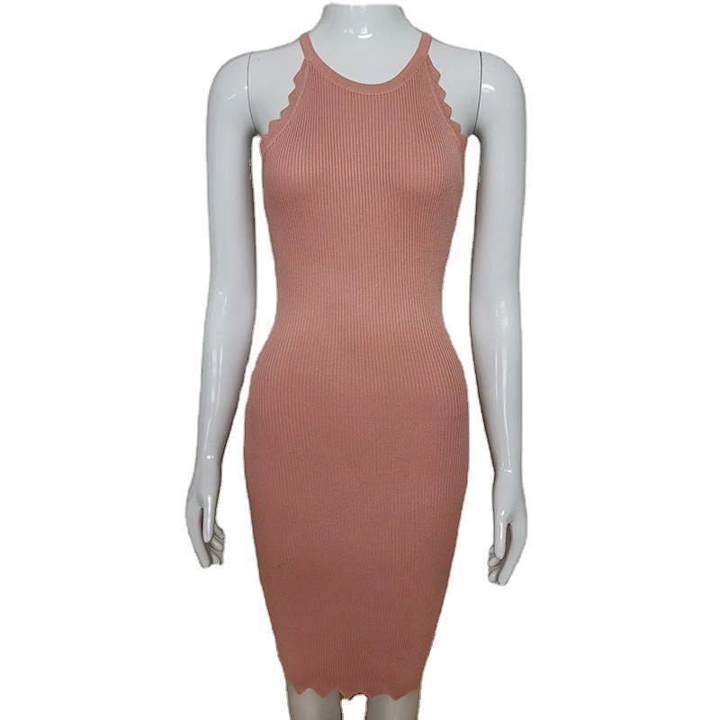 Sleeveless Girl Summer Fashion Sexy Knitted Casual Party Dress