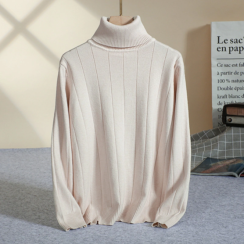 Winter Ladies Pullover  Heather Solid Color Casual Knitted Shirt Turtleneck Women Sweaters